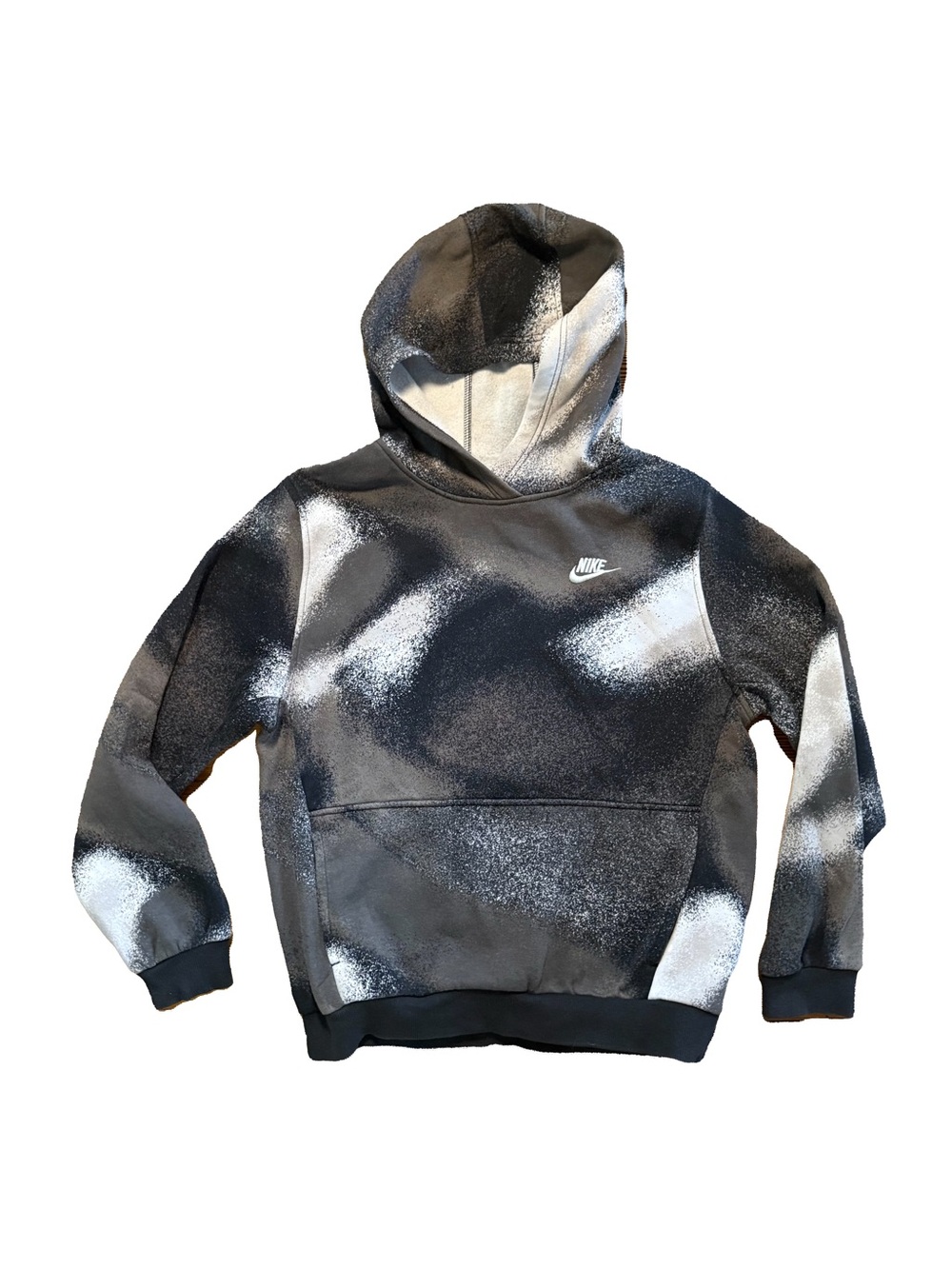 Nike Kids Black & White Spray-Print Pullover Hoodie Youth XL